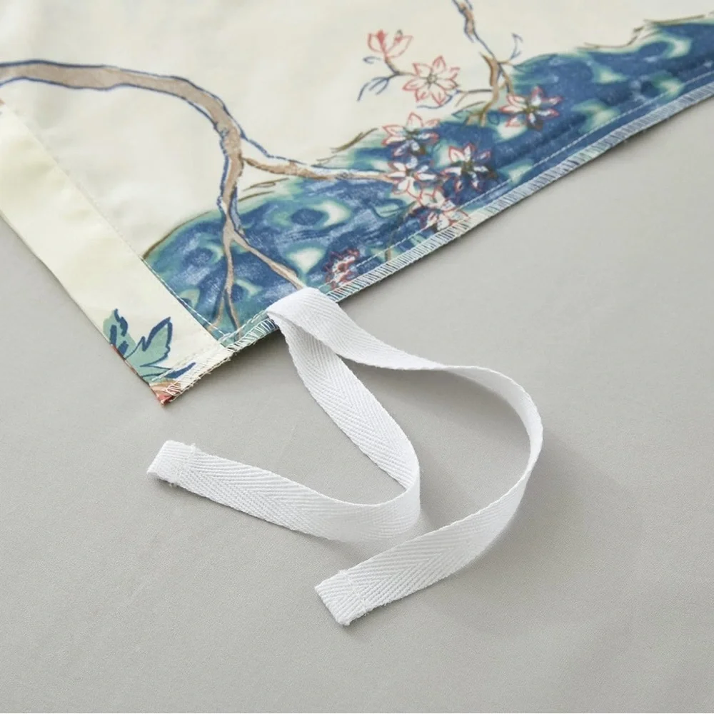NEW Anthropologie Peacock Print Cotton Boho King Floral Bedding Duvet & Sham Set
